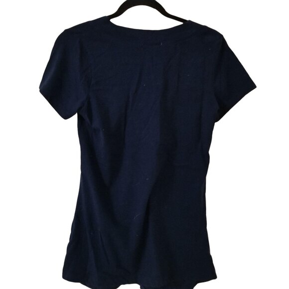 Ambiance Maternity Navy V-Neck Short Sleeve Maternity T-Shirt L Cotton Blend Str - Picture 2 of 3